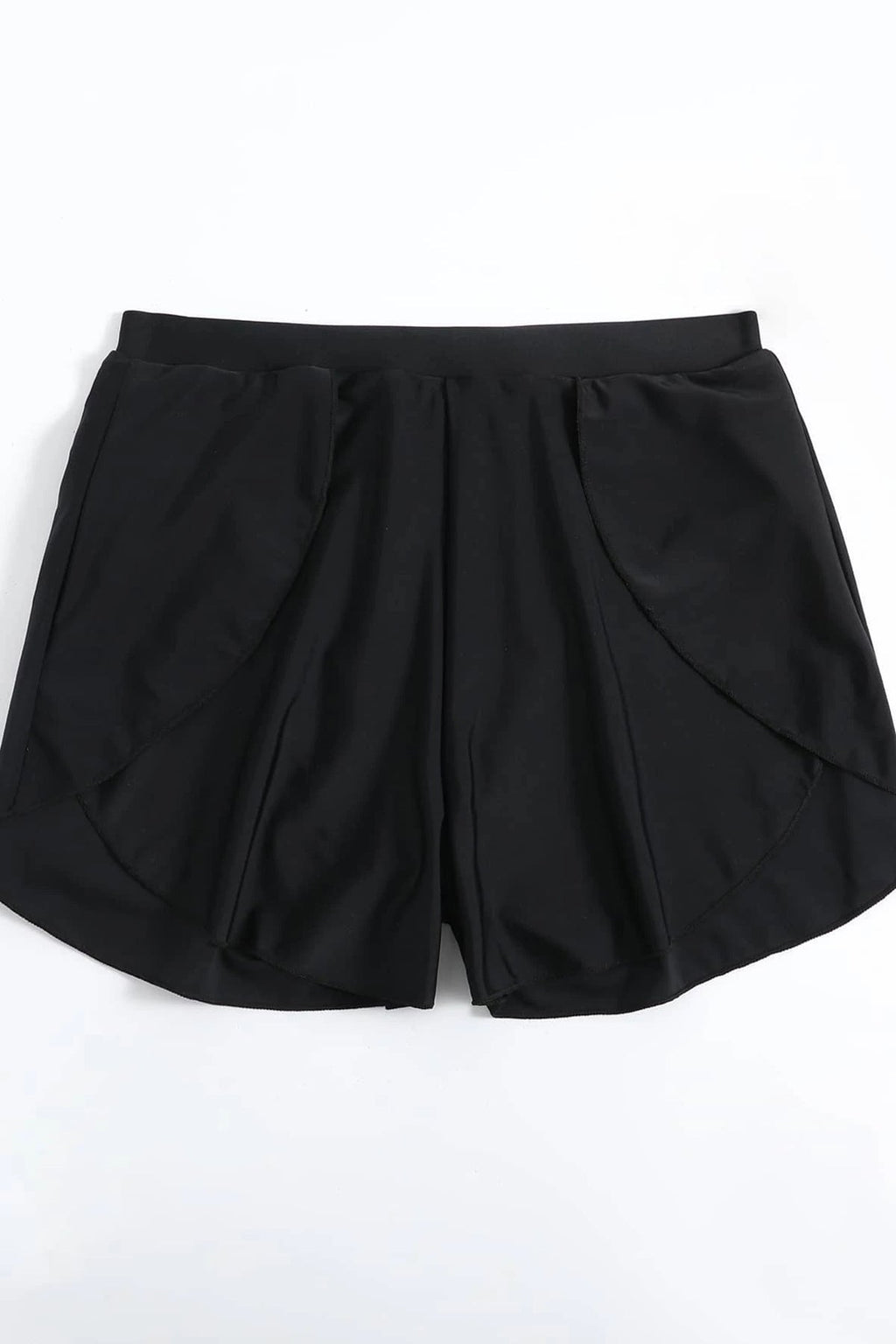 Kadın Siyah Yırtmaçlı Etek Görünümlü Şık Deniz Şortu