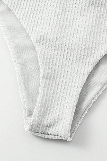 Kadın Beyaz Çapraz Bağlama Detaylı Yüksek Bel Bikini Takımı