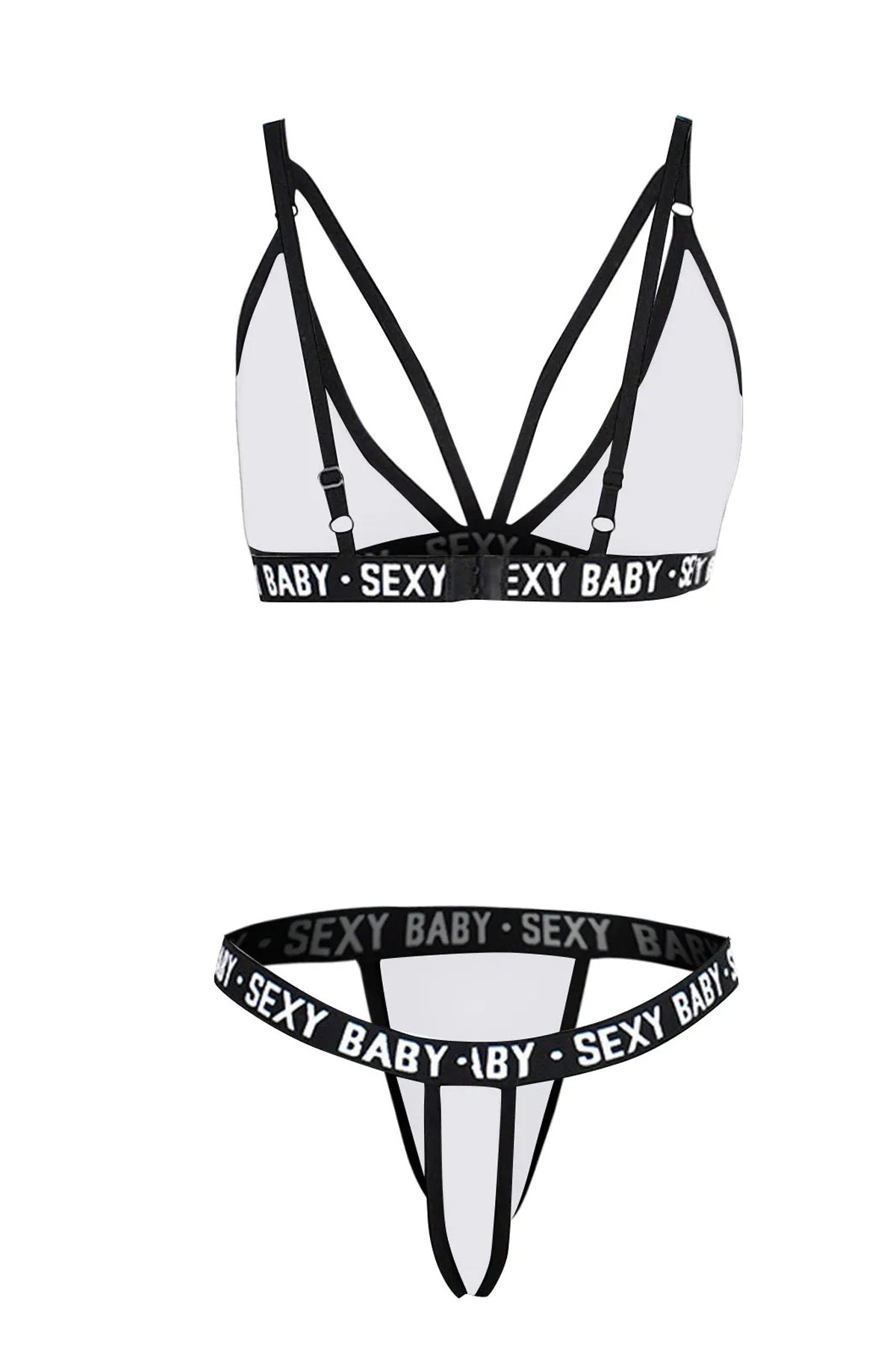 Kadın Beyaz Yazı Detaylı Ipli Sütyen Takımı