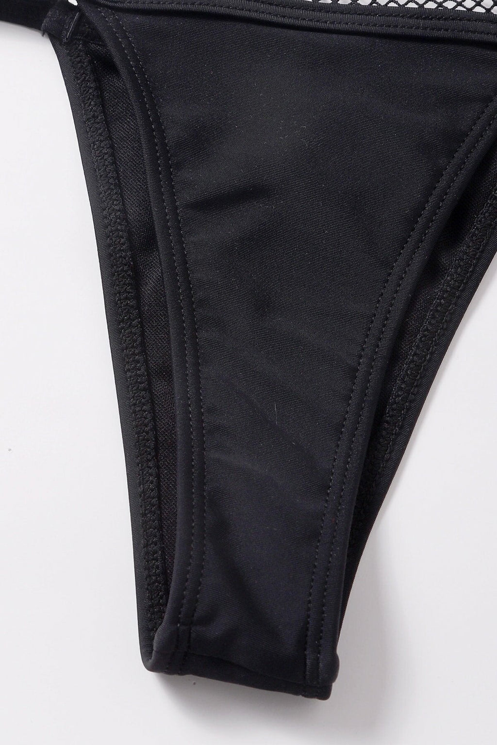 Kadın Siyah File Detaylı Özel Bikini Takımı