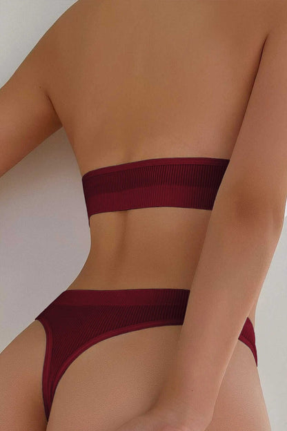 Kadın Bordo Seamless Tanga Sütyen Takım