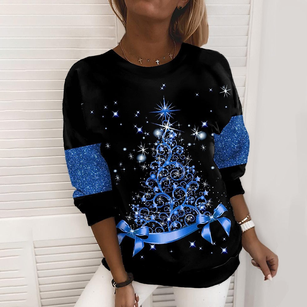 Noel Kazak Kadın 3D Dijital Baskı Kazak Ceket Moda Rahat Sweatshirt Uzun Kollu B