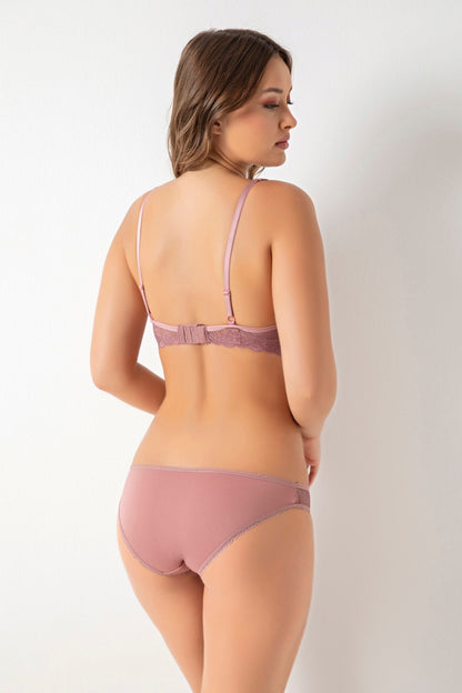 Kadın Pudra Straplez Push Up Dolgulu Sütyen Külot Takımı