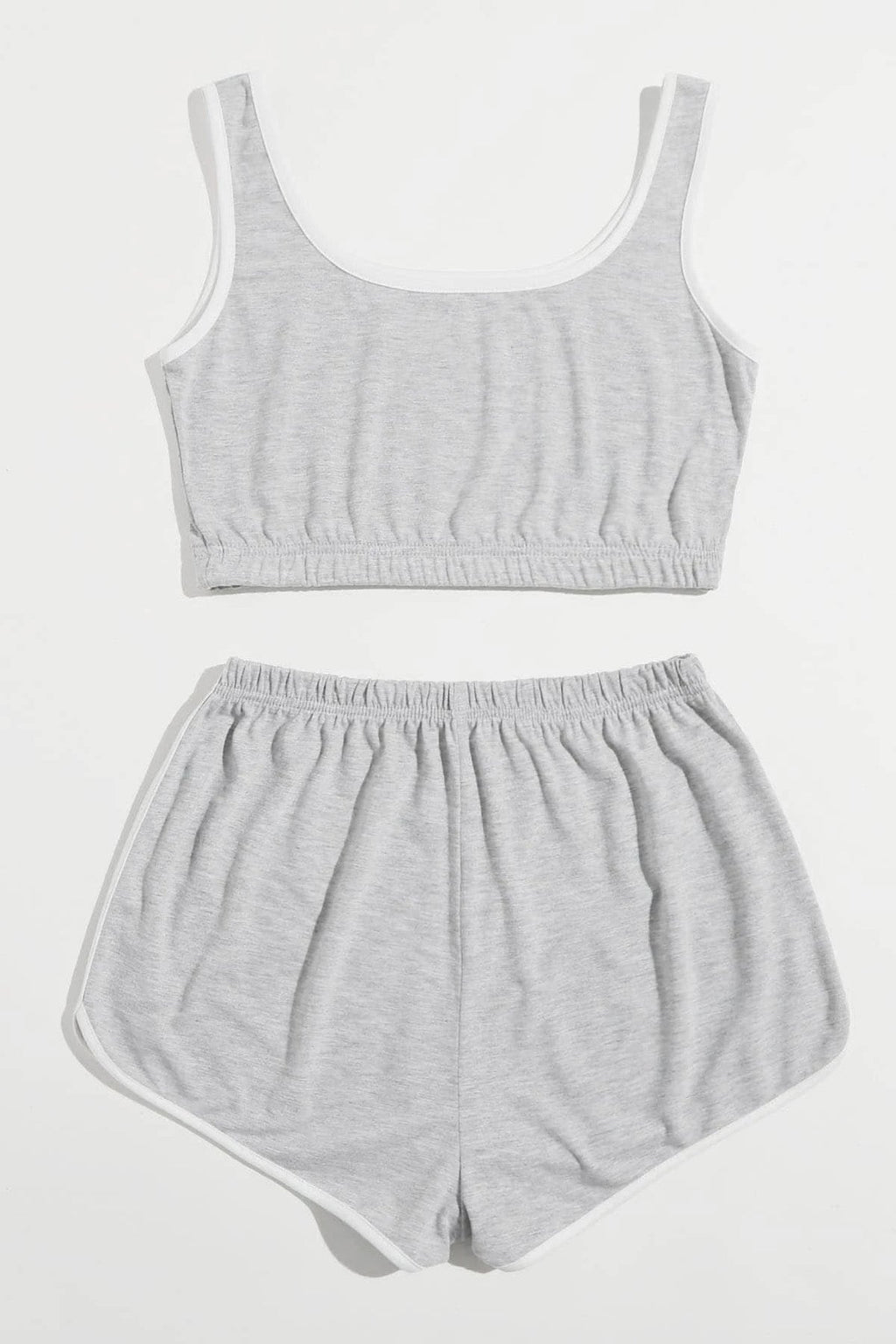 Kadın Gri Askılı Crop Top ve Şortlu Gecelik Takım