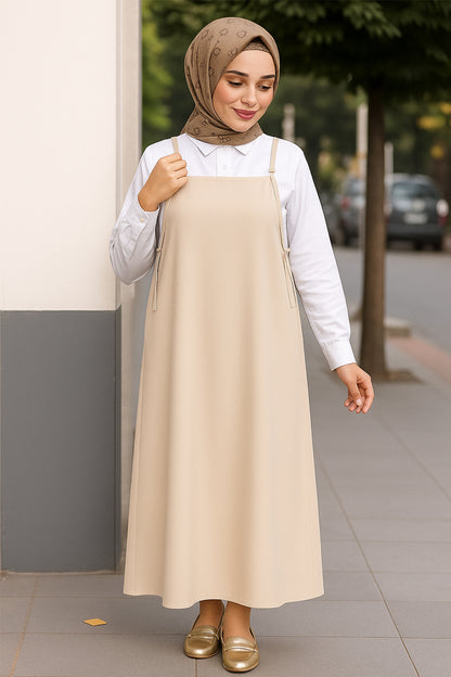 Kadın Kahverengi Basic Ayarlanabilir Askılı Jile Elbise