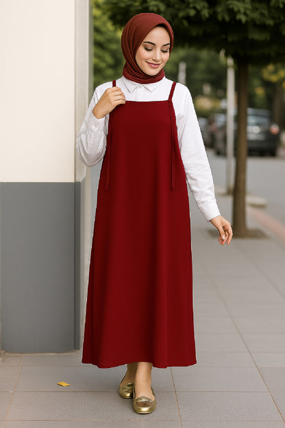 Kadın Kahverengi Basic Ayarlanabilir Askılı Jile Elbise