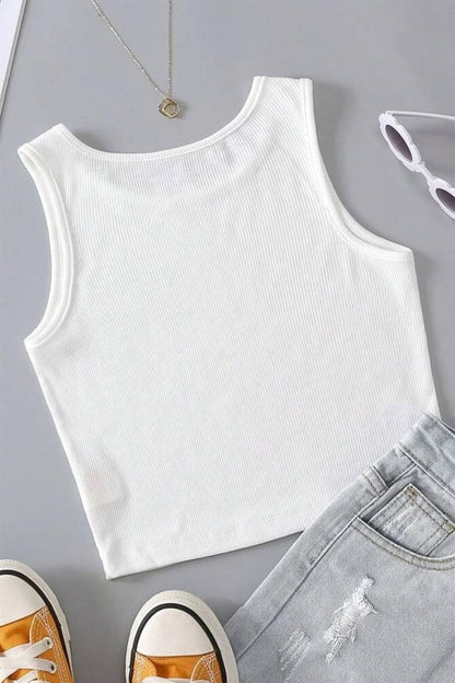 Beyaz Kalın Askılı Crop BN6572B