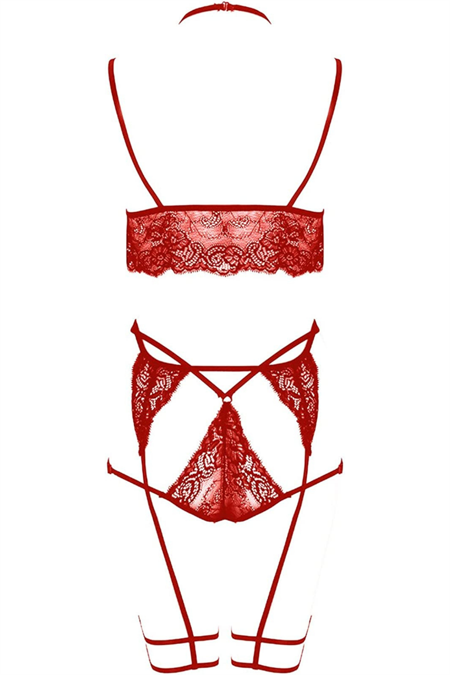 Kırmızı Dantel Harnes Detaylı Seksi İç Çamaşırı 16026