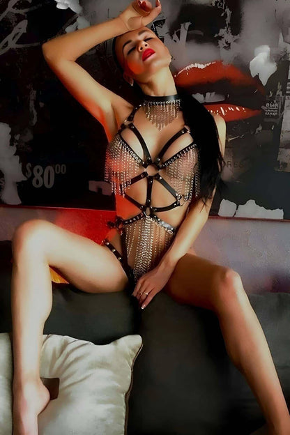 Siyah Zincirli Harness Takım GD-2067