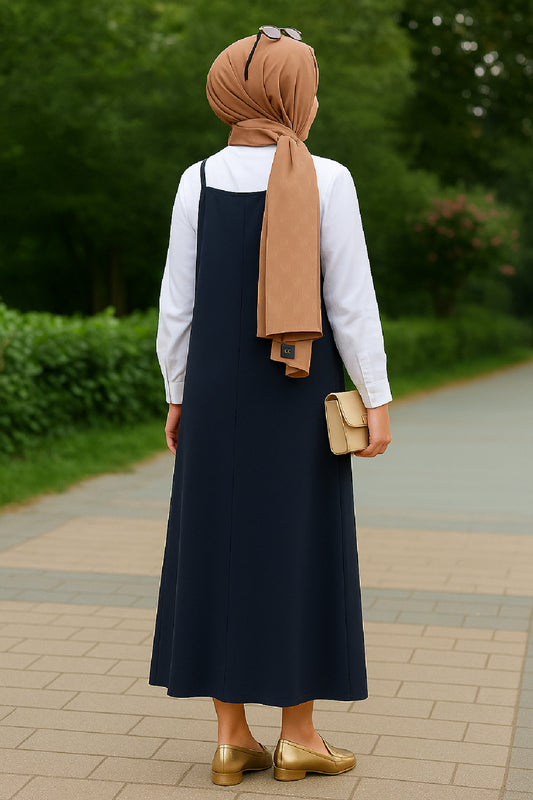 Kadın Kahverengi Basic Ayarlanabilir Askılı Jile Elbise