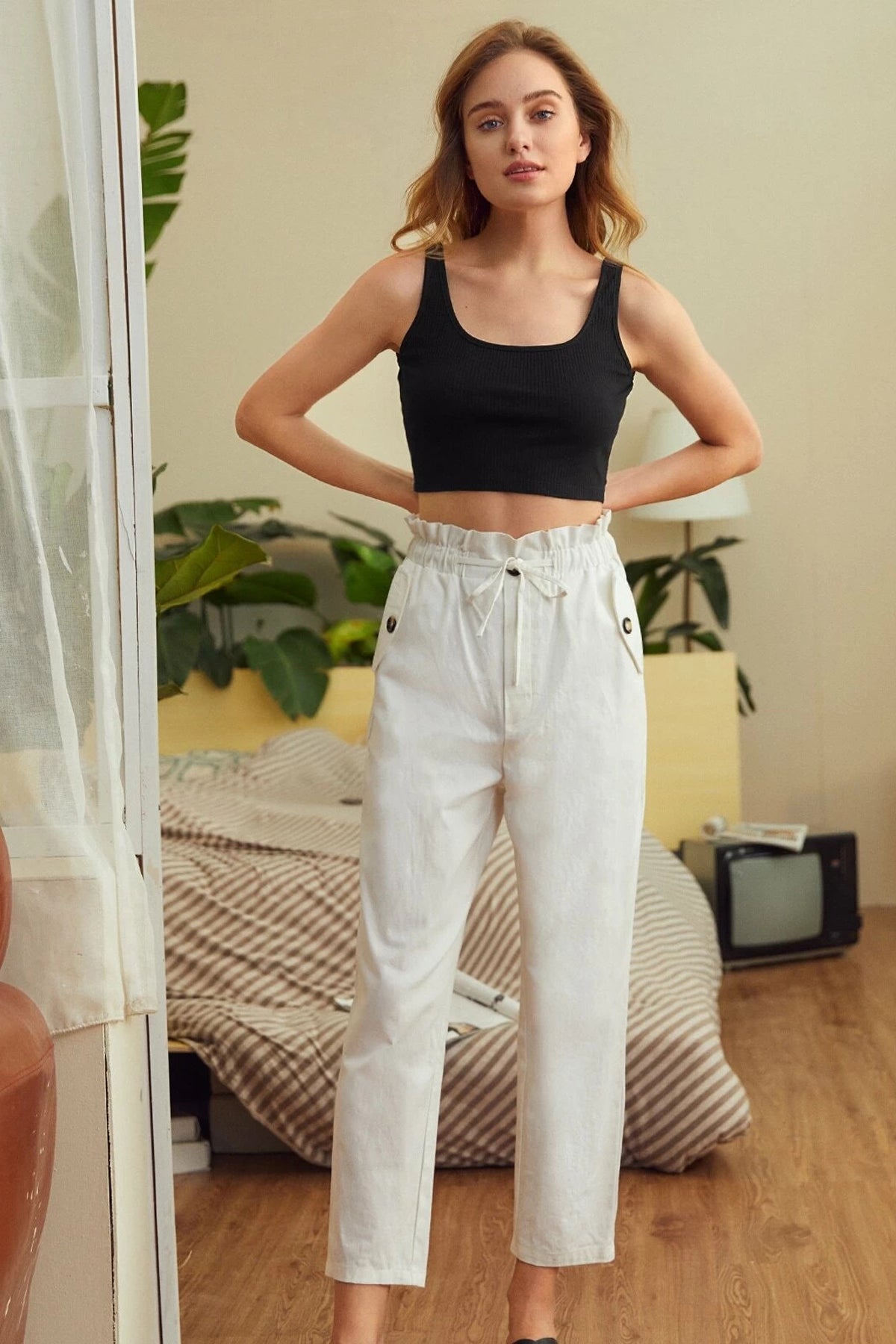 Kadın Siyah Kalın Askılı Crop Top Büstiyer