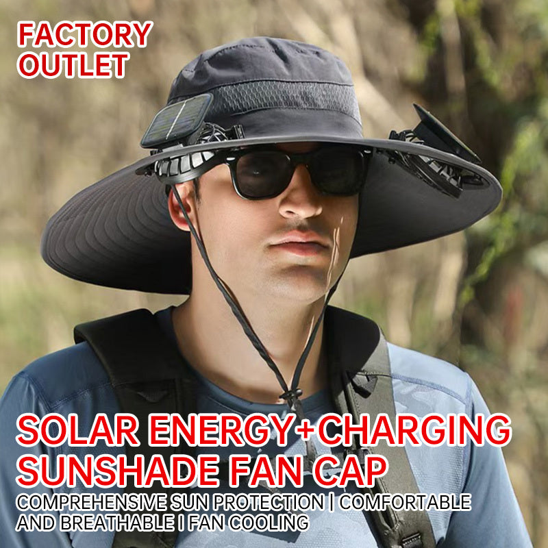 Uzun Ömürlü Lityum Pil ile Güneş Enerjili Fan Şapkası, Fanlı Erkek Açık Hava Balıkçı Şapkası, Güneş Korumalı Balıkçı Şapkası
