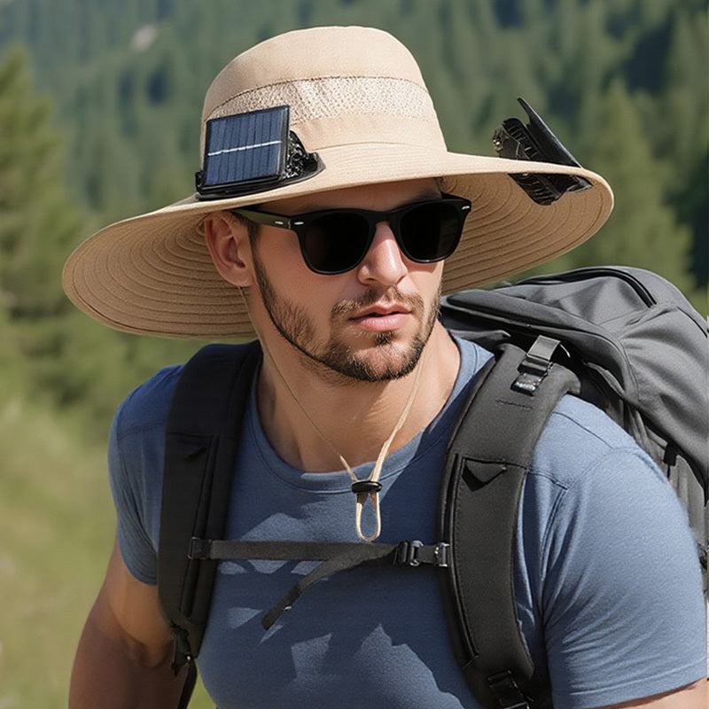 Uzun Ömürlü Lityum Pil ile Güneş Enerjili Fan Şapkası, Fanlı Erkek Açık Hava Balıkçı Şapkası, Güneş Korumalı Balıkçı Şapkası