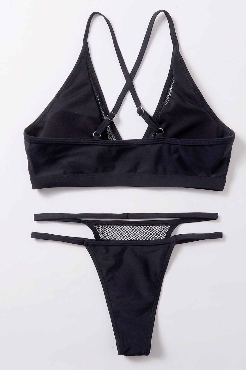 Kadın Siyah File Detaylı Özel Bikini Takımı