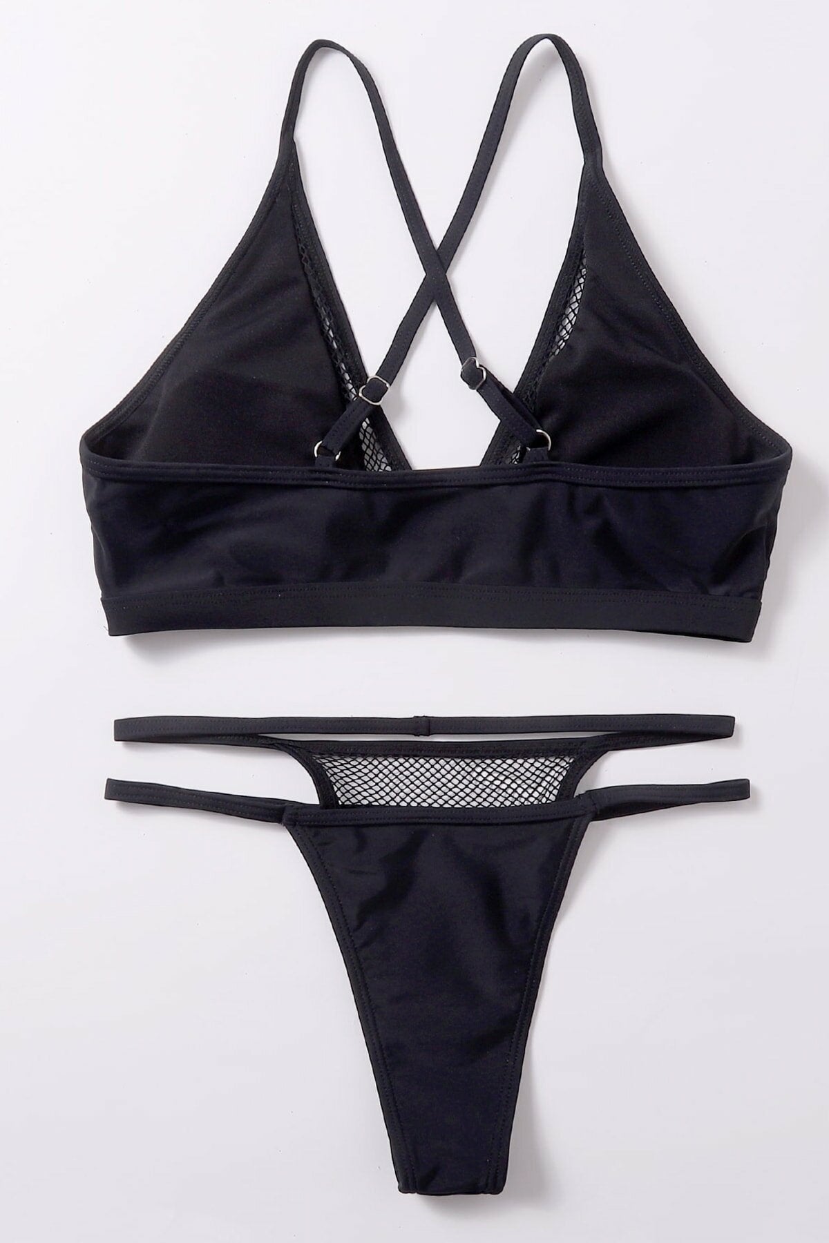 Kadın Siyah File Detaylı Özel Bikini Takımı