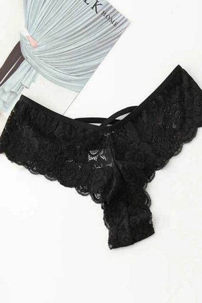 Kadın Siyah Dantel Tanga Külot