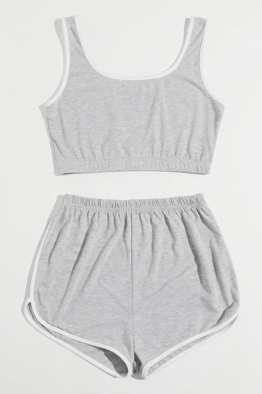 Kadın Gri Askılı Crop Top ve Şortlu Gecelik Takım