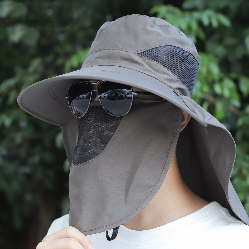 Yazlık Güneş Şapkası Erkek Güneş Korumalı Şapka Şal ve Boyun Korumalı Tasarım