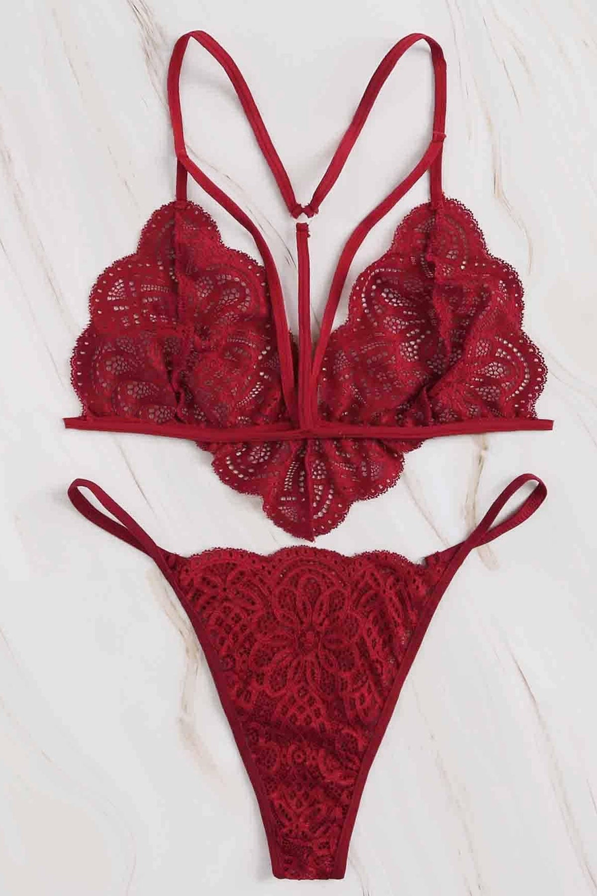 Kadın Bordo Özel Seksi Sütyen Külot Takımı